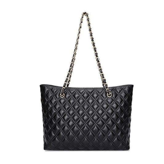 Women's Genuine Leather Sheepskin Rhombus Chain Large Shoulder Bags