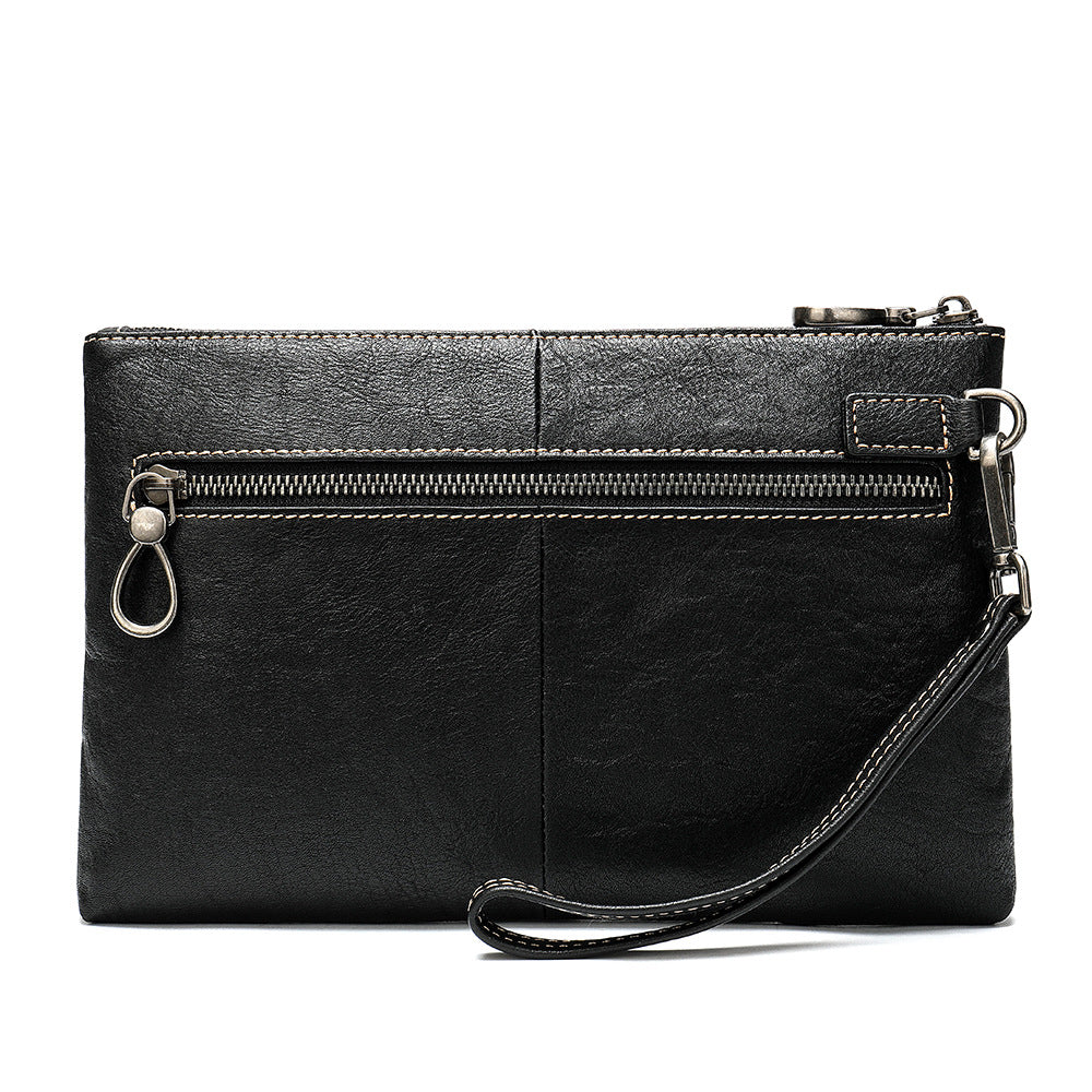 Men's Clutch Leather Business Cowhide Vintage Hand-rub Men's Handbags