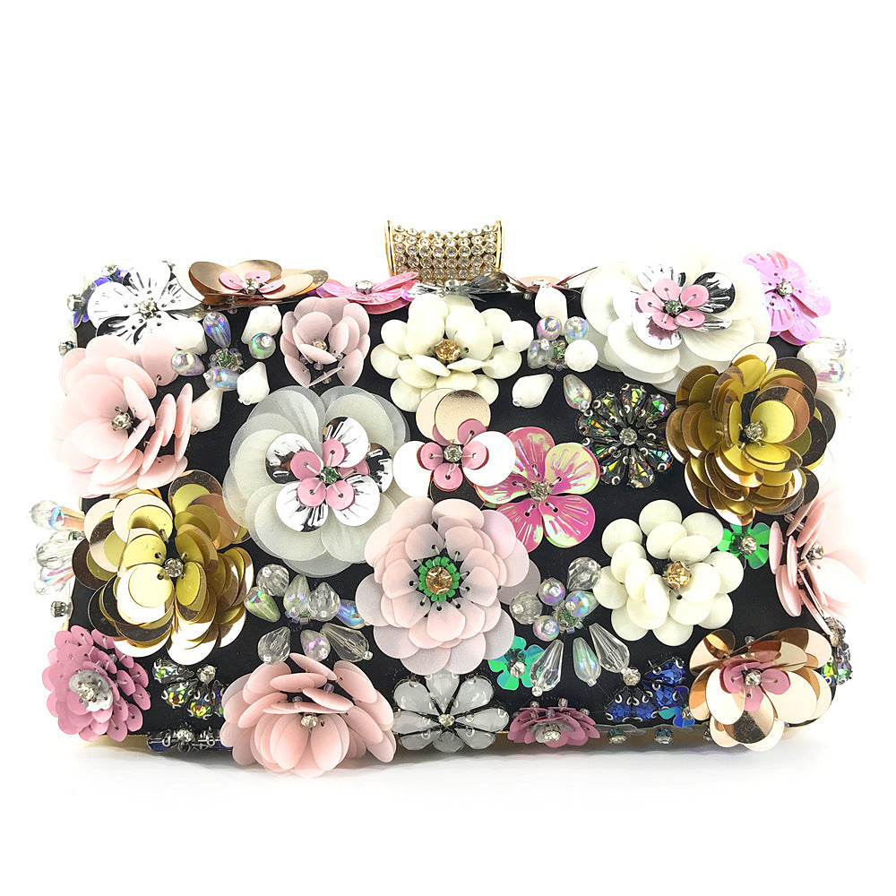 Dinner Female Colored Beads Flower Beaded Evening Bags