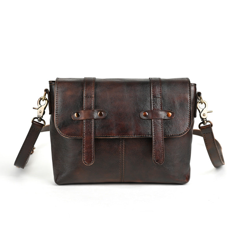 Women's Layer Cowhide Handmade Colored Vegetable Tanned Crossbody Bags