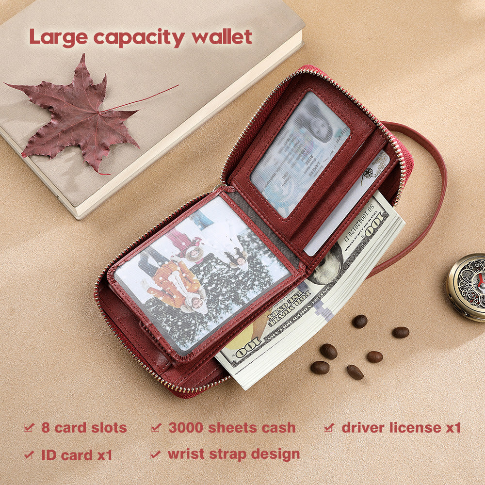 Women's Boxed Short Wrist Strap Pocket Zipper Ladies Wallets