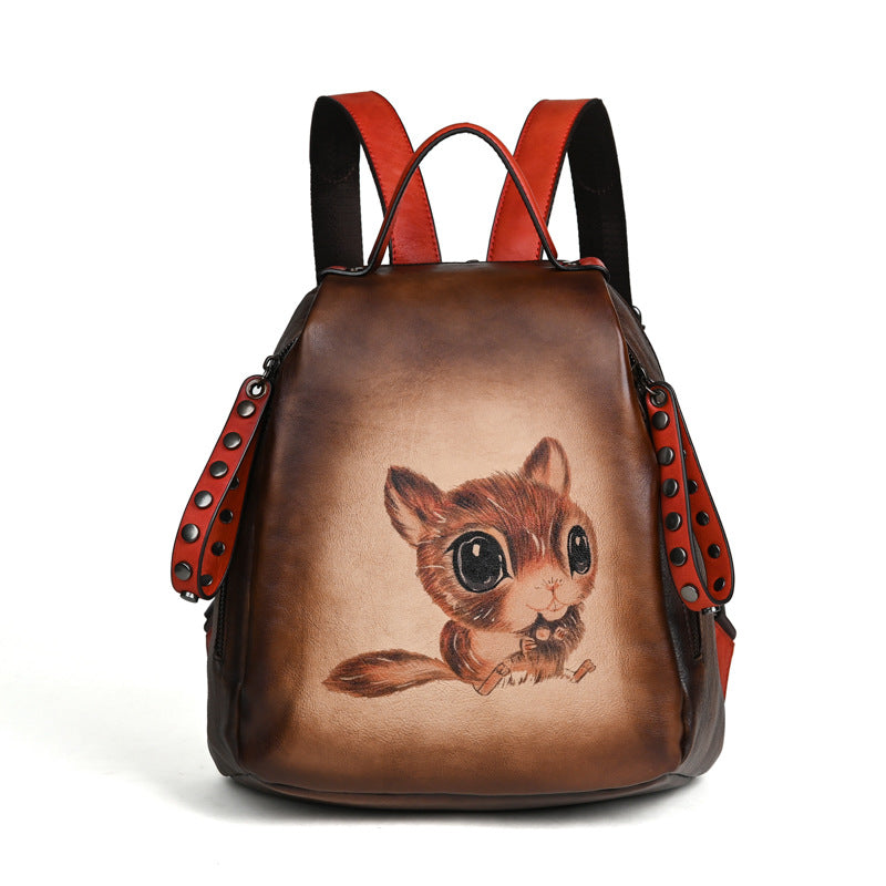 Top Layer Leather Chinese Style Retro Backpacks