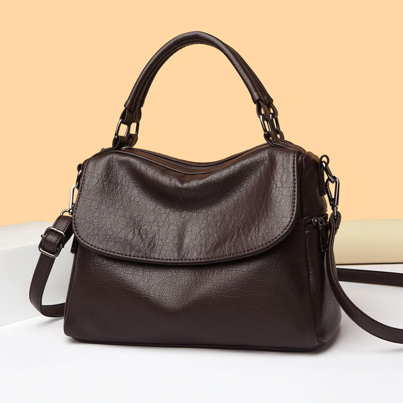 Women's Soft Leather Large Capacity Commuter Style Big Shoulder Bags