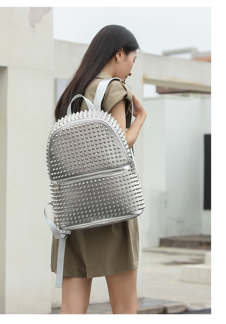 Women's Rivet Female Trendy Unique Large Capacity Backpacks