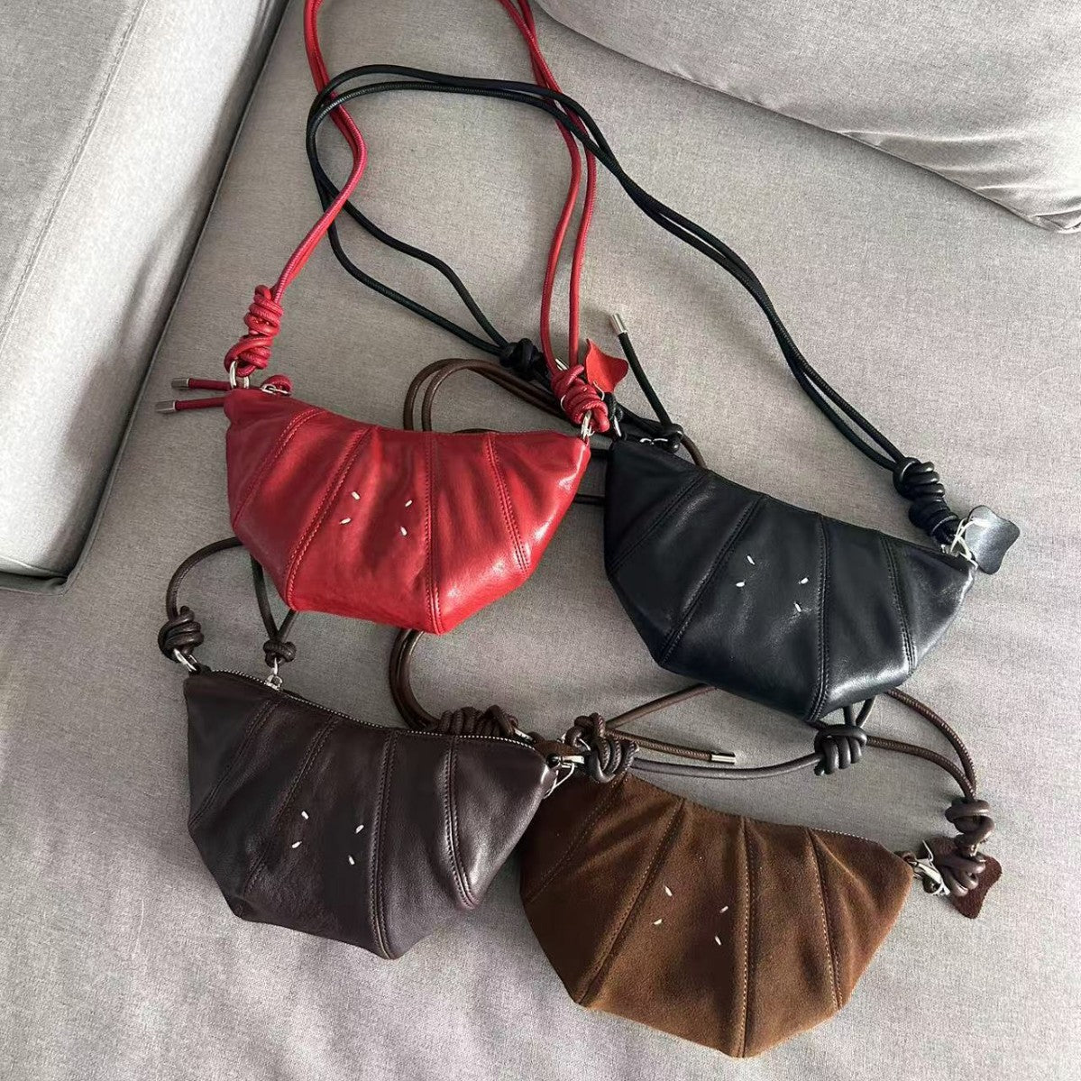 Design Stitching Knotted Croissant Sheepskin Dumpling Crossbody Bags
