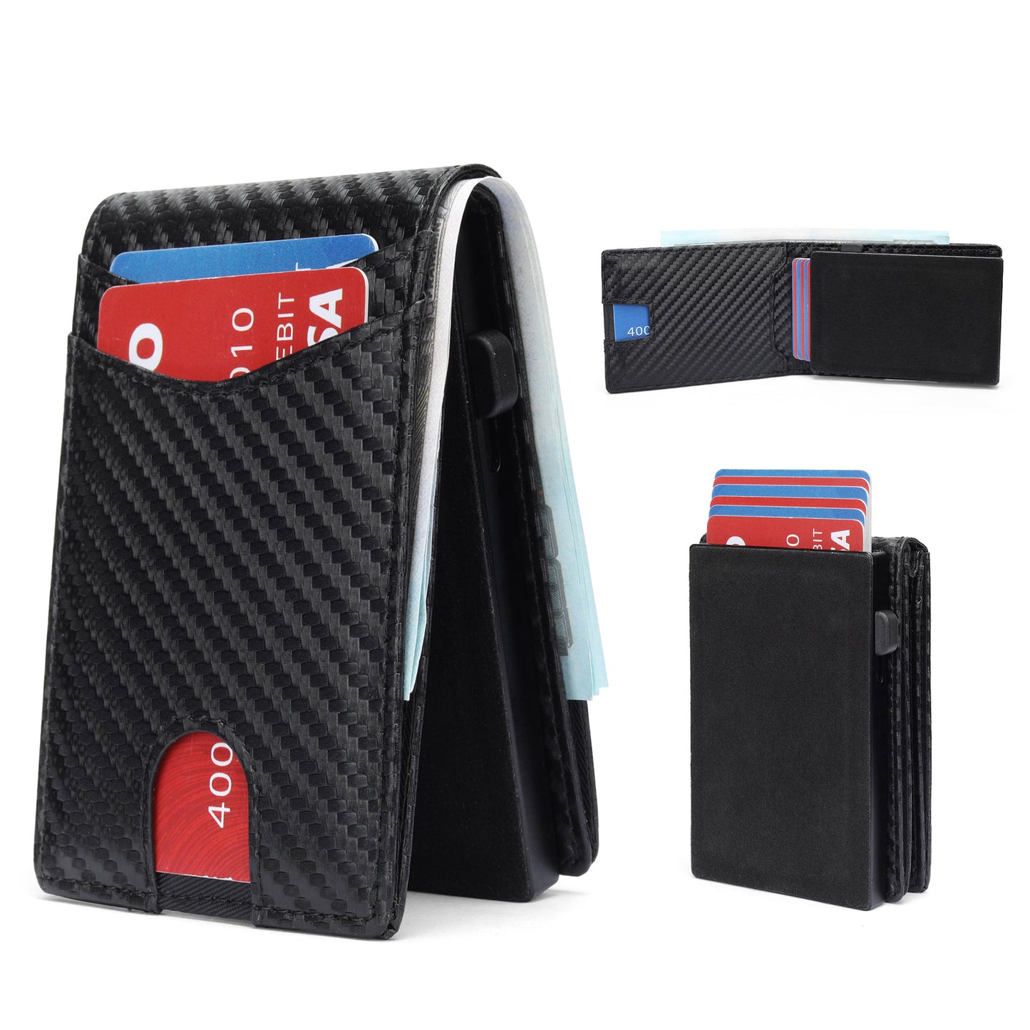 Men's Carbon Fiber American Gold Clip Bifold Men's Wallets