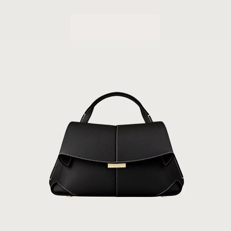 Women's Genuine Leather French Design Fashion Pleated Handbags