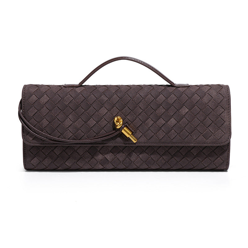 High-grade Hand-woven Dinner File Frosted Horizontal Crossbody Bags