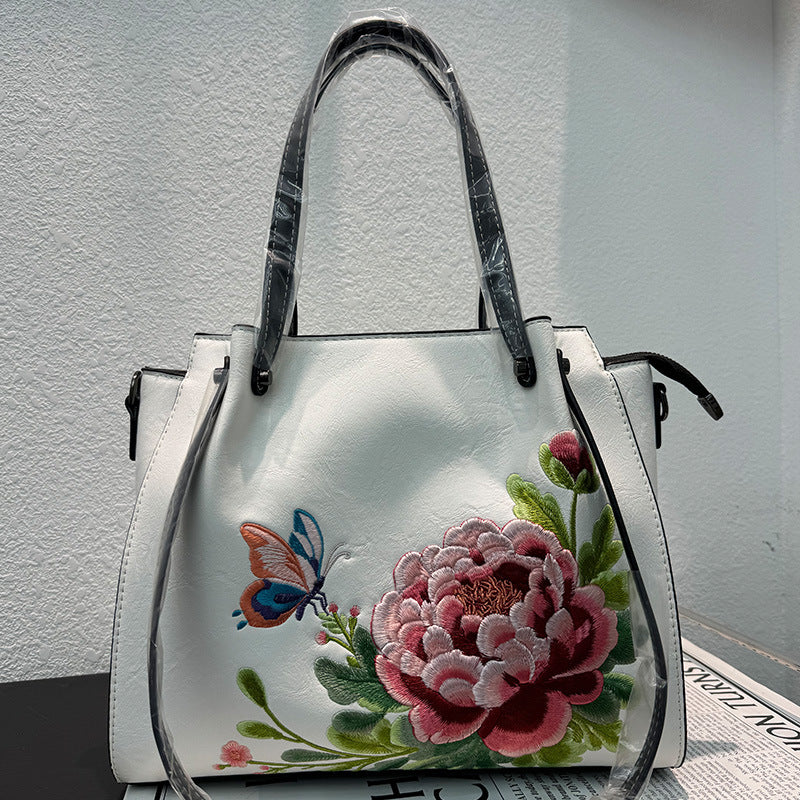 Women's Peony Vintage Embroidered Chinese Style Large Bags