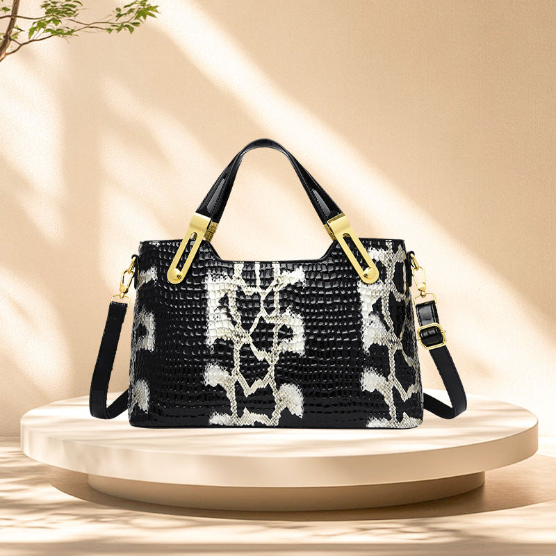 New Women's Trendy Crocodile Pattern Large Bags