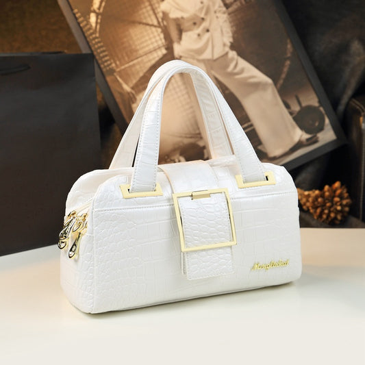 Fashion Pillow Female Crocodile Pattern Genuine Leather Handbags