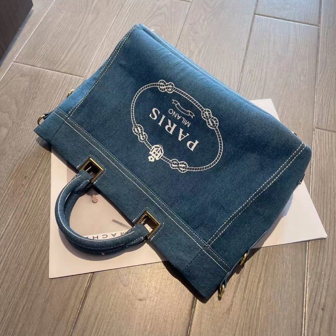 Cool Retro Easy Matching Denim Printing Crossbody Bags