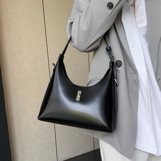 Genuine Leather Retro Baguette Underarm Moon Shoulder Bags