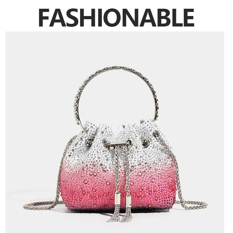 Shiny Advanced Rhinestone Sequins Chain Portable Evening Bags
