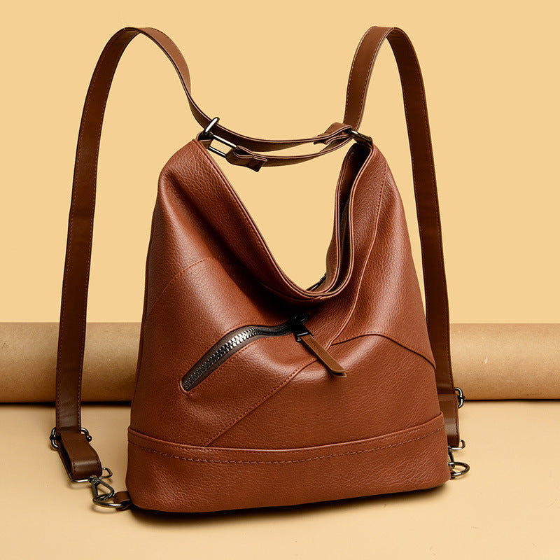 Women's Texture Commuter Winter Soft Leather Fashion Backpacks