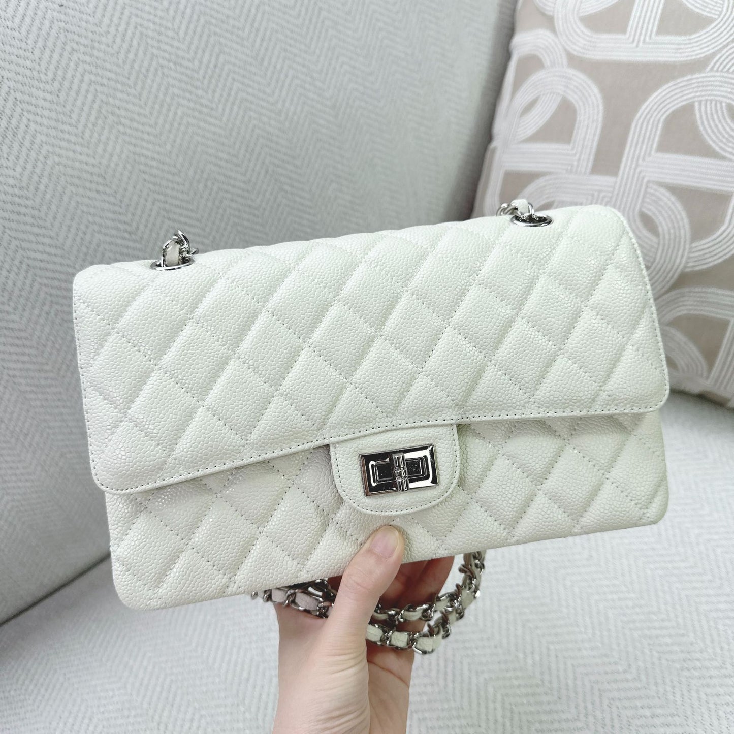 Women's Genuine Leather Classic Style Diamond Chain Armpit Bags