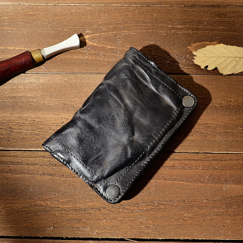 Men's Pleated Vegetable Tanning Leather Retro Large Men's Wallets