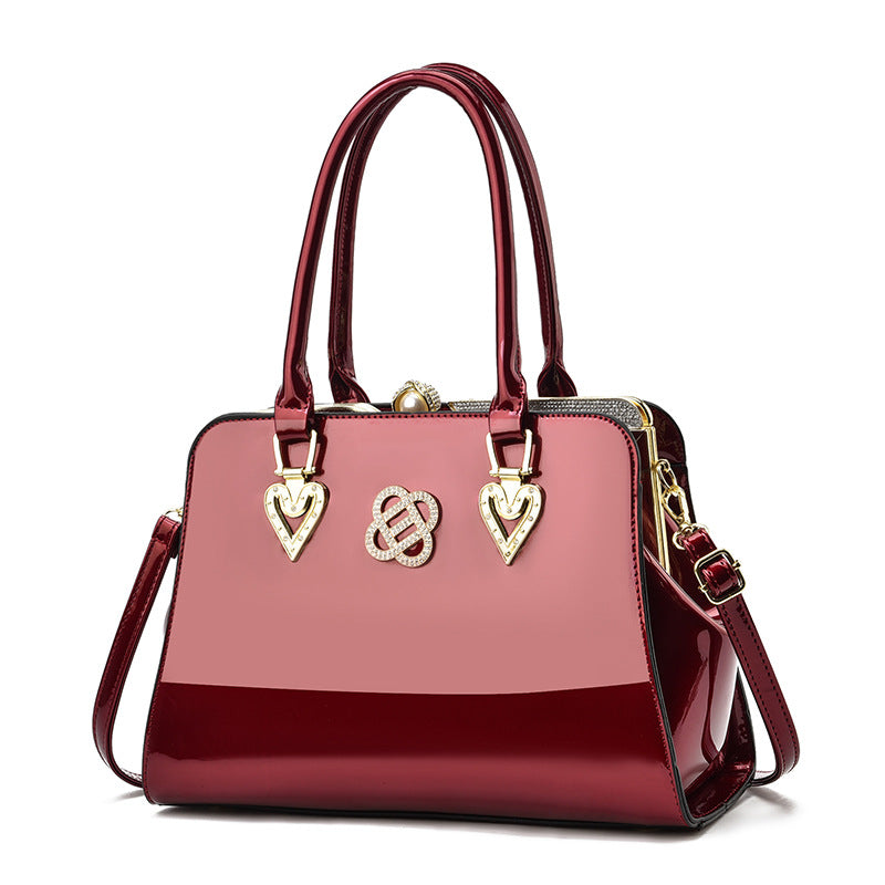 Women's Trendy Large Capacity Shining Leather Steel Handbags