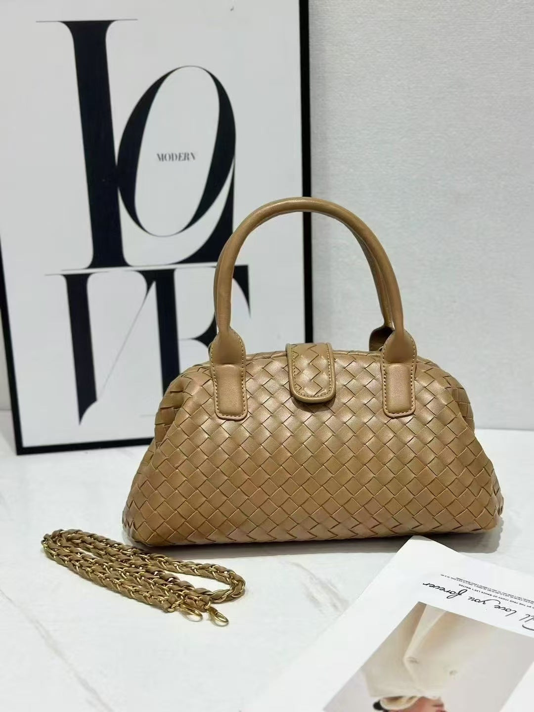 Women's Classic Retro Style Woven Bowling Simple Bags