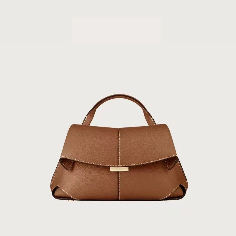 Women's Genuine Leather French Design Fashion Pleated Handbags