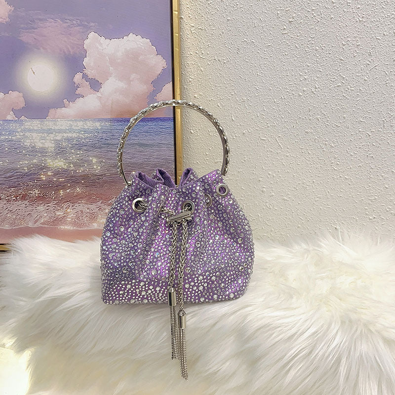 Shiny Colorful Crystals Polka Dot Niche High Handbags