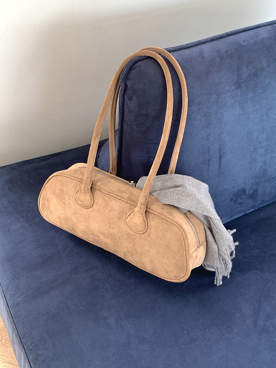 Women's Suede Baguette Fashion Arc Underarm Plush Shoulder Bags