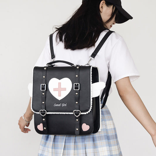 Preppy Style For Schools Anime Love Backpacks