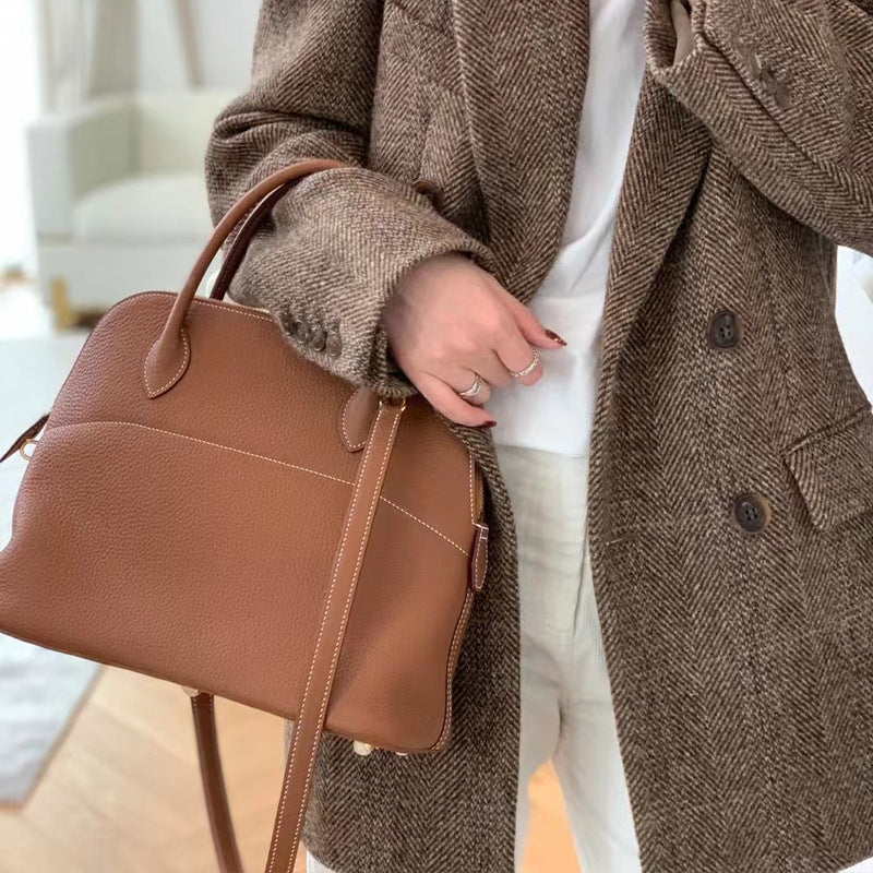 Women's Shell First Layer Cowhide Half Wax Line Crossbody Bags