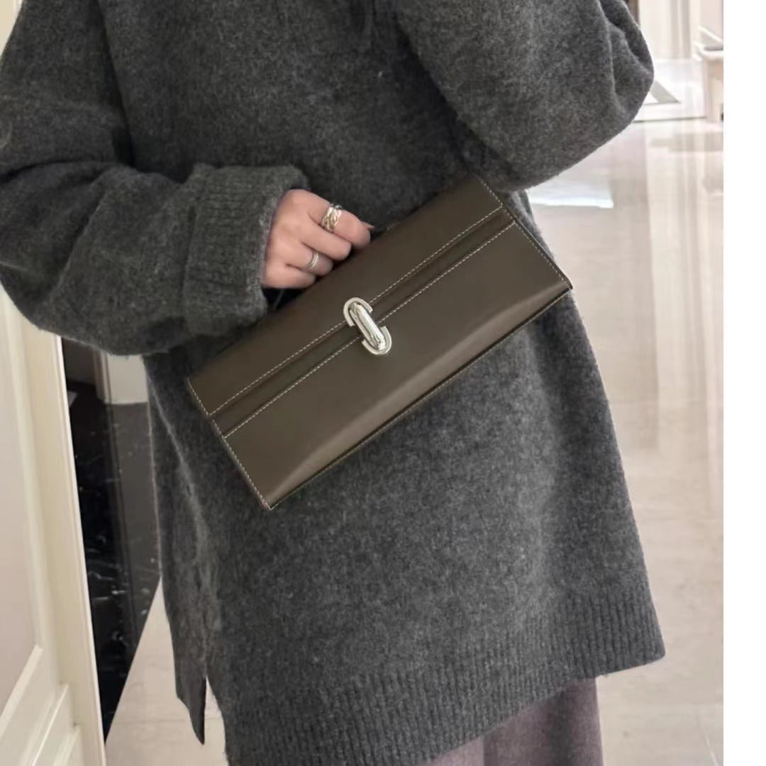 Women's Orange Design French Simplicity Calf Leather Bags