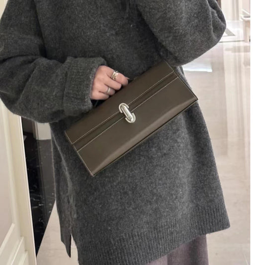 Women's Orange Design French Simplicity Calf Leather Bags