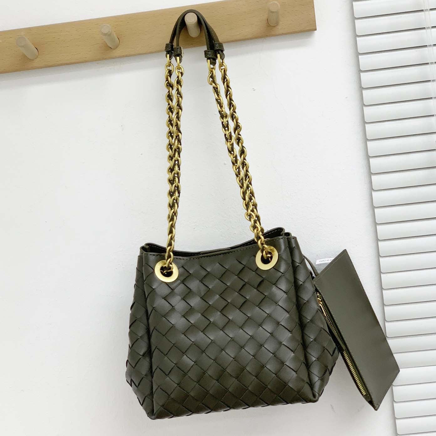 Women's Parachute Handmade Genuine Leather Woven Commuter Crossbody Bags