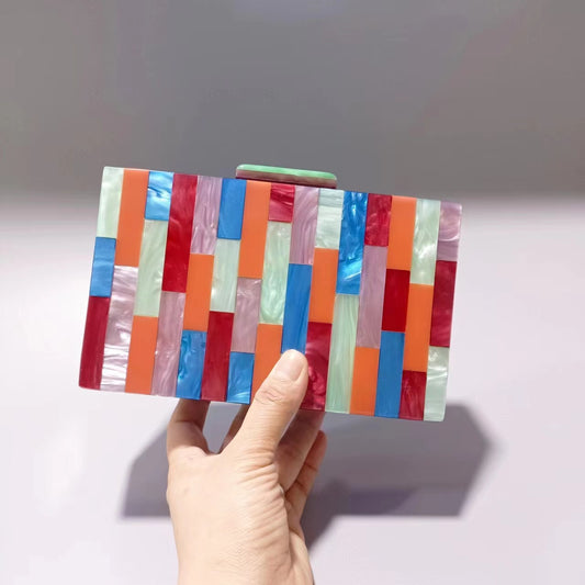 Women's Acrylic Stitching Dinner Wedding Banquet Clutch Evening Bags