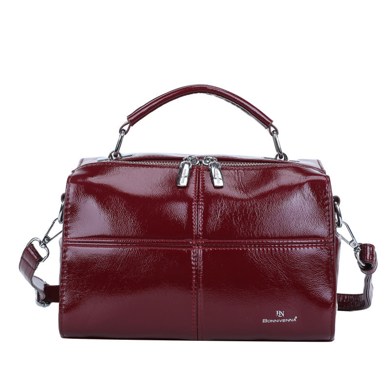 Women's Wax Skin Moon Large Capacity Versatile Wide Bags