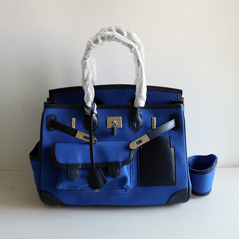 Retro Canvas Stitching Drawstring Top Layer Handbags