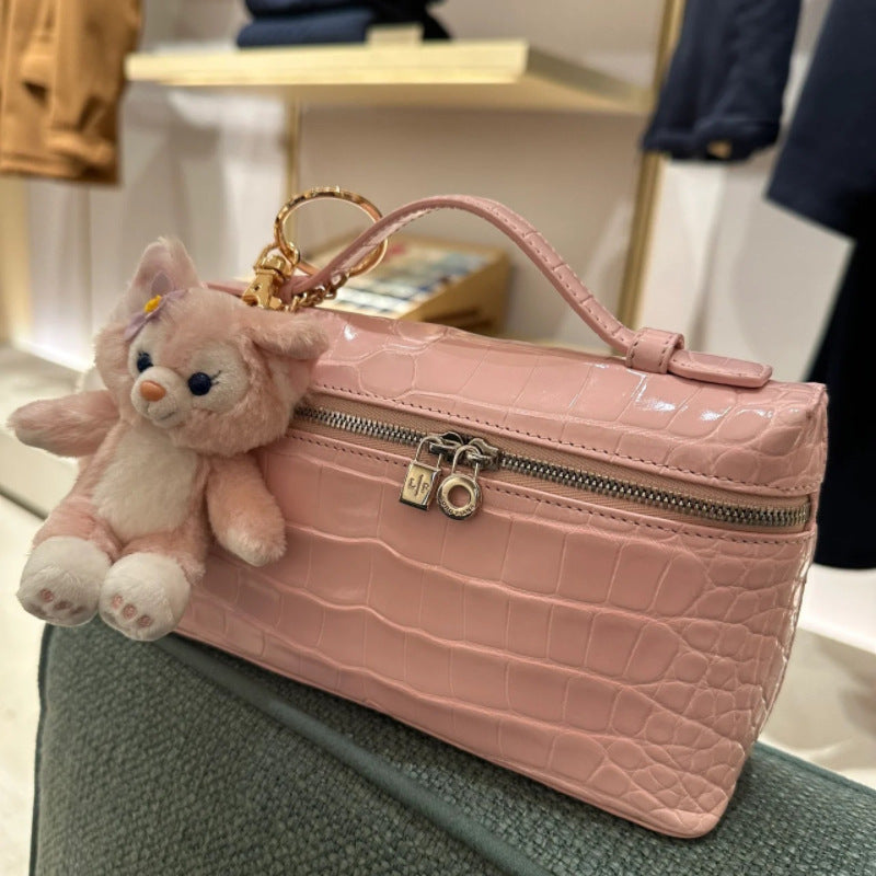 Women's Pattern Lunch Box Kelly Lychee Cowhide Crossbody Bags