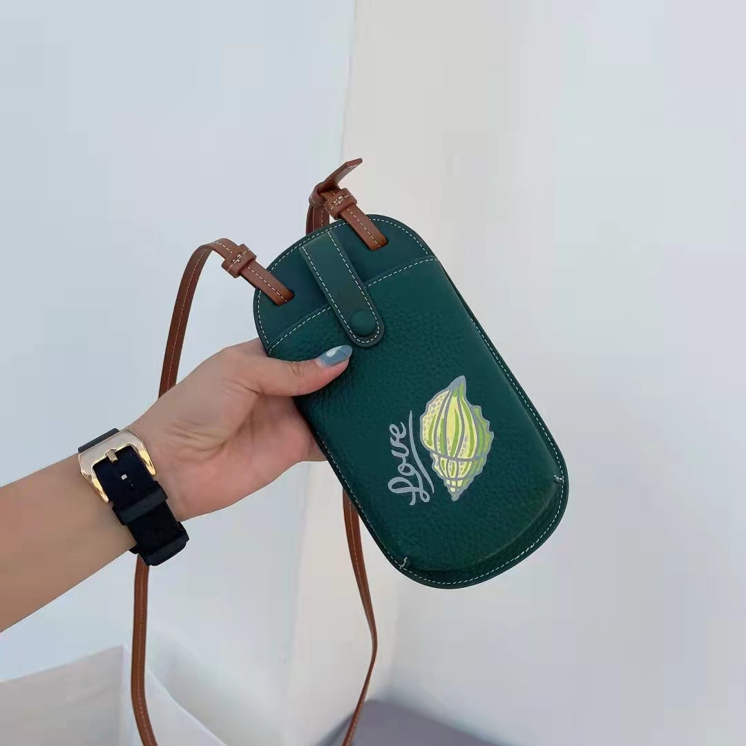 Women's First Layer Cowhide Mini Vertical Mobile Shoulder Bags