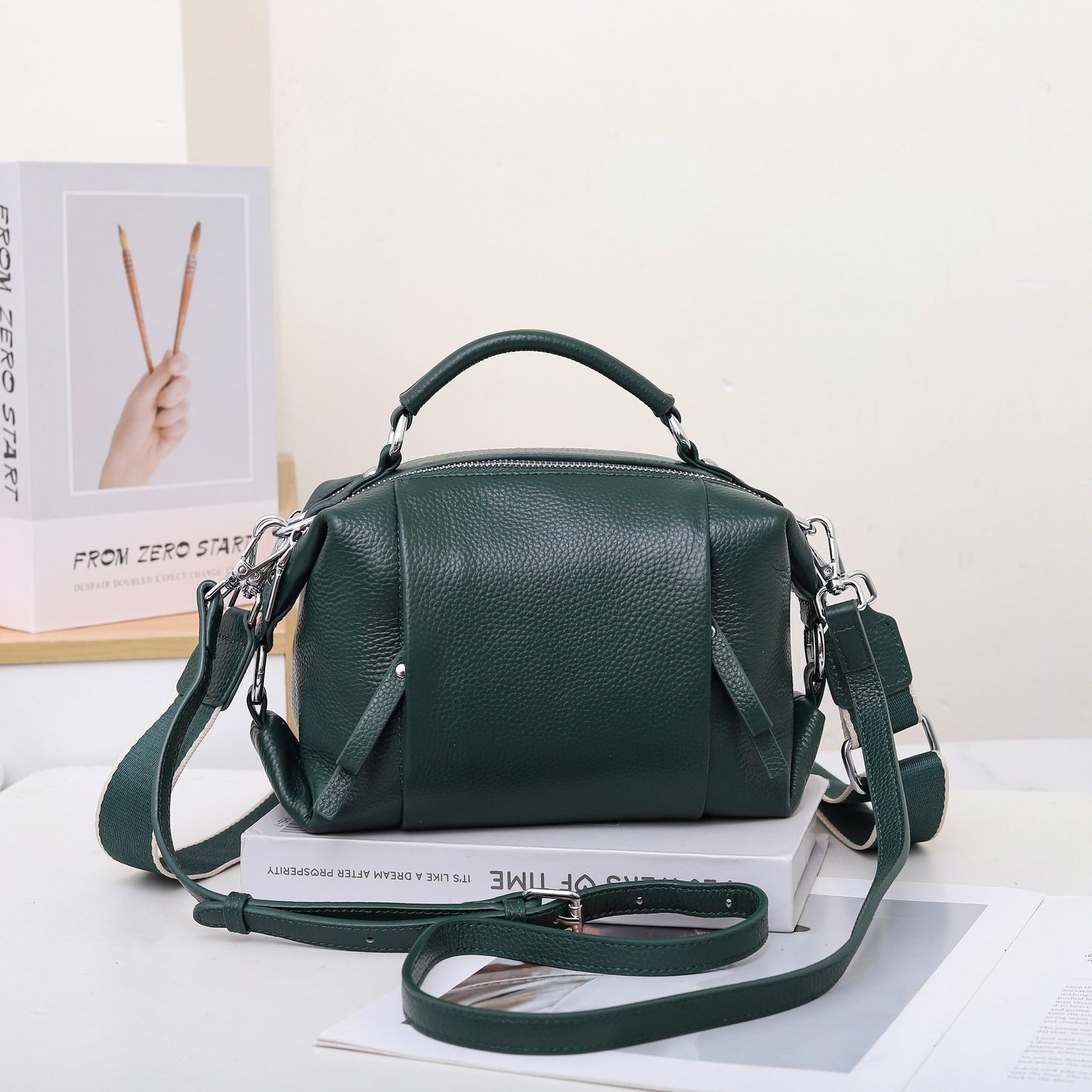 Women's Boston Genuine Leather Pillow Layer Crossbody Bags