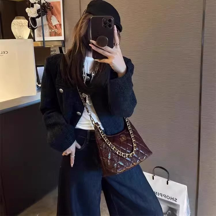 Women's Style Genuine Leather Underarm Fashionable High-grade Shoulder Bags