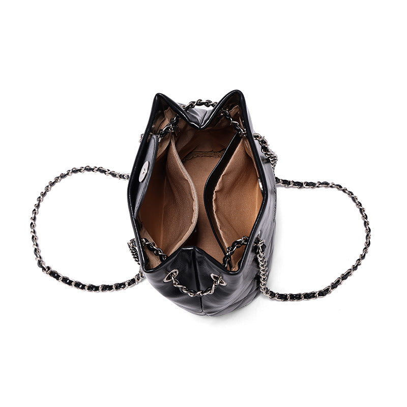 Women's Niche Rhombus Chain Pure Color Design Crossbody Bags