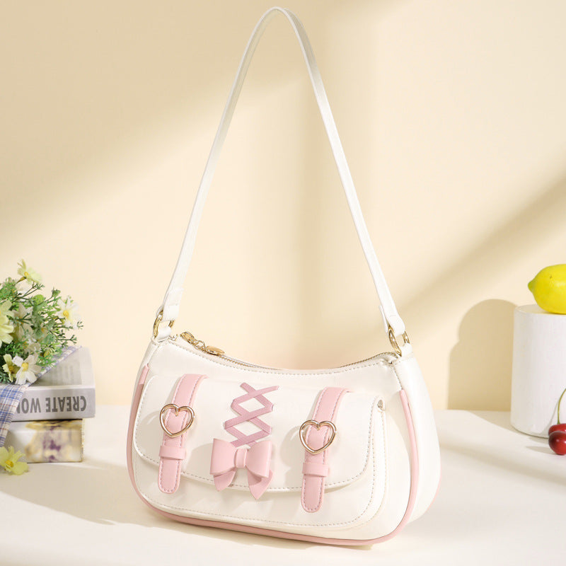 Women's Portable Underarm Baguette Lolita Bow Sweet Bags