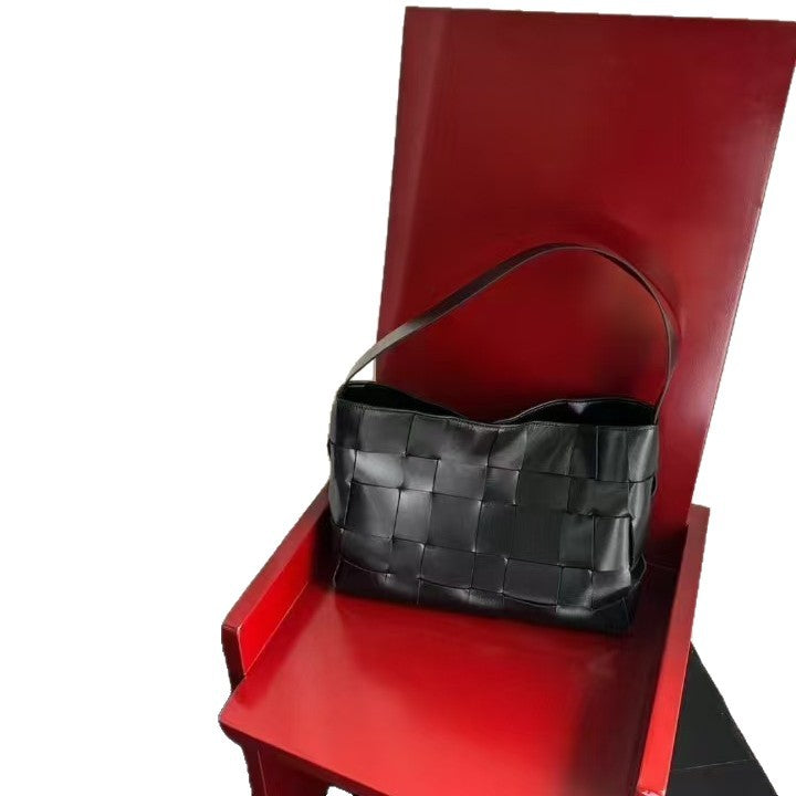 Women's Woven Design Genuine Leather Large Capacity Shoulder Bags