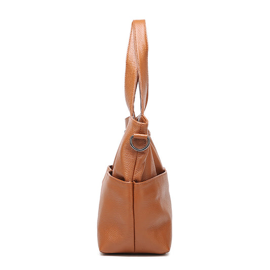 Women's Cow Leather Style Simple Soft Big Shoulder Bags