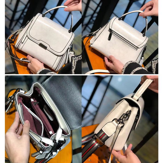 Women's Oil Wax Genuine Leather Fashionable Western Crossbody Bags