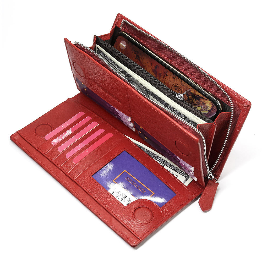 Women's Genuine Leather Long Soft Top Layer Ladies Wallets