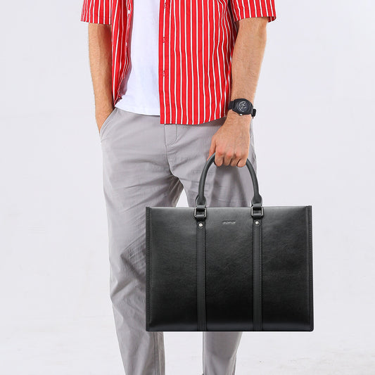 Men's Business Leather Simple Computer Large Capacity Men's Handbags