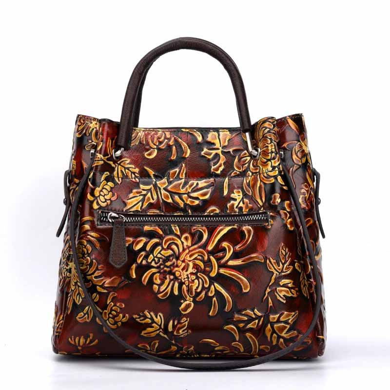 Embossed Top Layer Leather Retro Style Bags