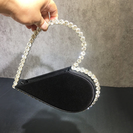 Women's Rhinestone Heart-shaped High-grade Hand Holding Diamond Evening Bags