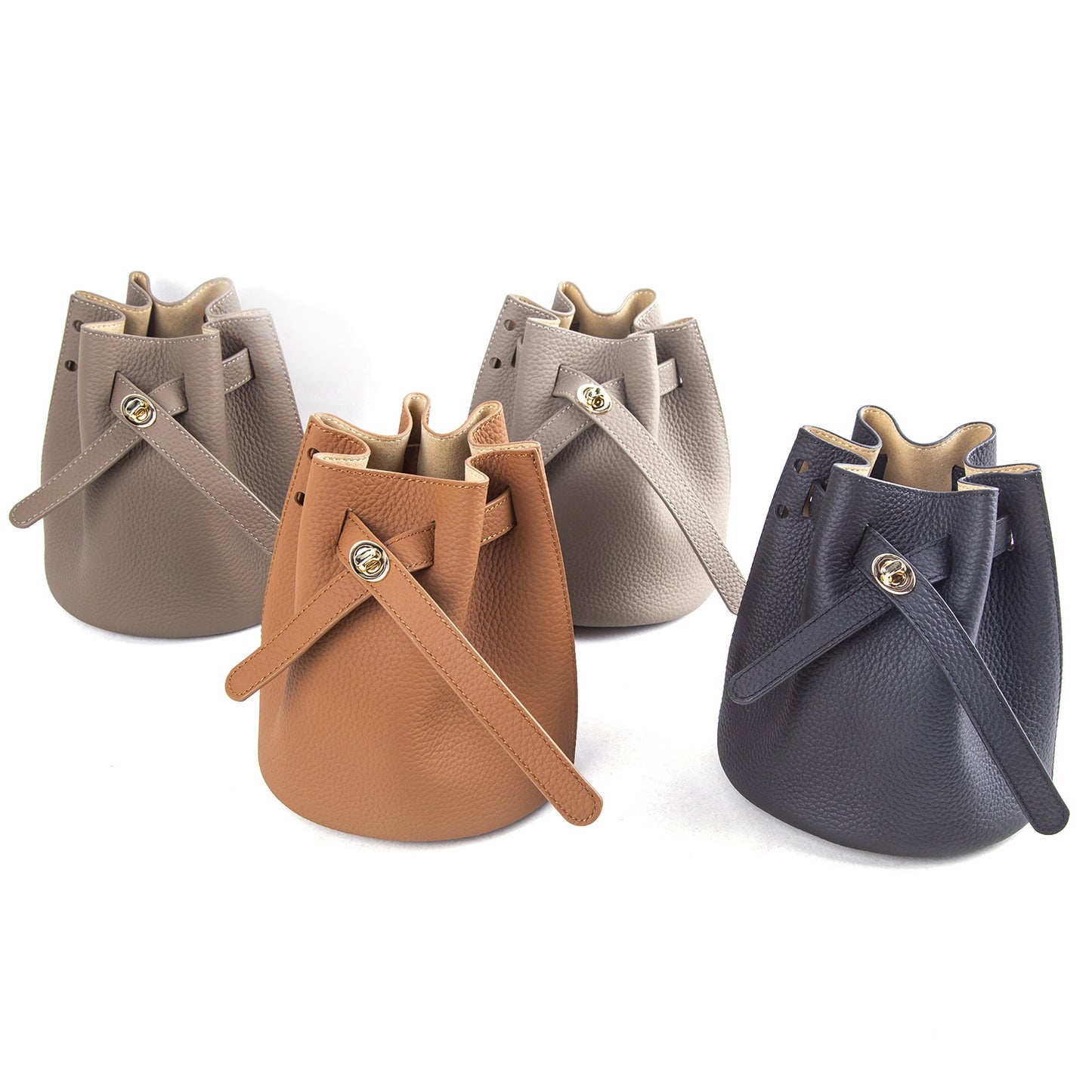 Elegant Women's Design First Layer Cowhide Bucket Bags