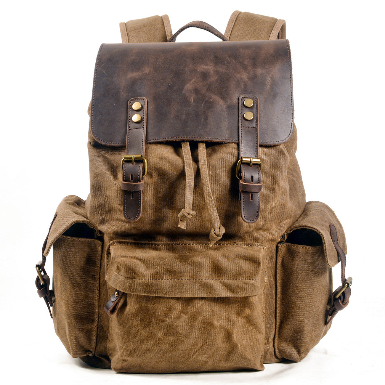 Men's Trendy Computer Oil Wax Matching Hide Backpacks