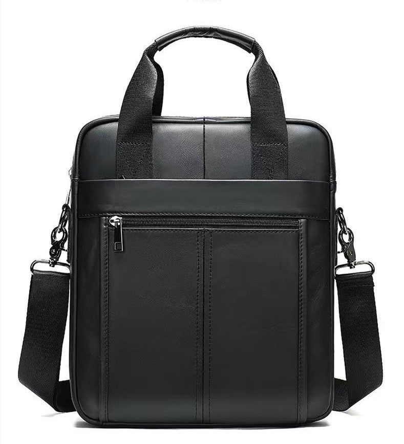 Men's Simple Vertical Design First Layer Cowhide Men's Handbags
